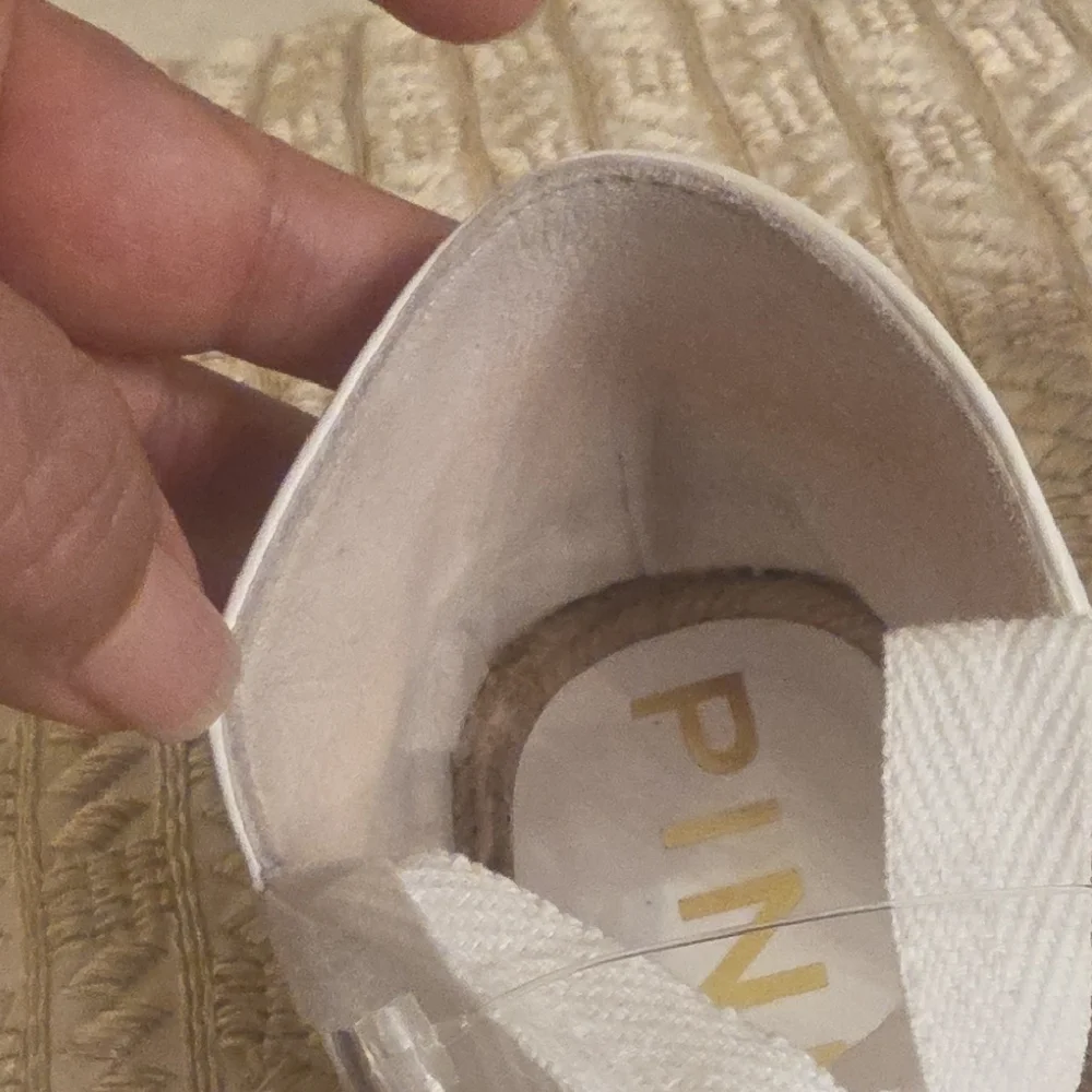 Pinko White Lace Espadrille with Jute Logo Sole and Ankle Ribbon